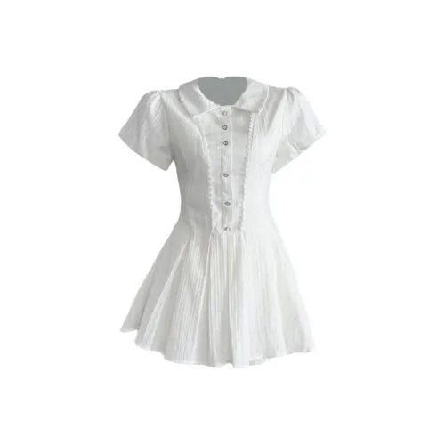PNVB Белый Женские Короткие Платья с Короткими Рукавами