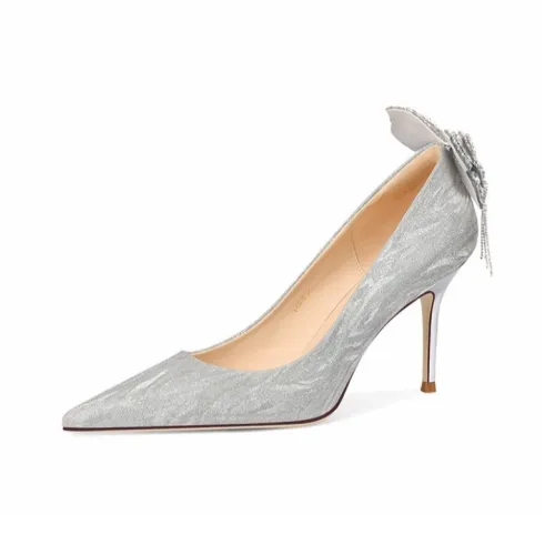 BINGO DUCK Узкий каблук Высокие каблуки Женские Серебряные