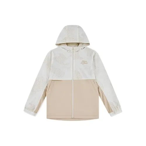 QIAODAN Куртки Пальто Ancient Фарфоровый Белый Полный С принтом Кедровый Цвет Подростки