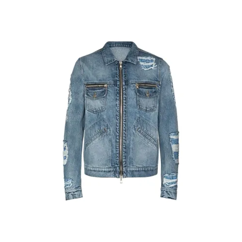 BALMAIN Blue Men's Denim Jackets BALMAIN Синий Мужские Джинсовые Куртки