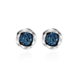 Синие серьги-клипсы в форме ромба Mobius с магнитным механизмом (1 пара)