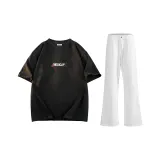 Комплект одежды (Черный топ + Белые штаны)