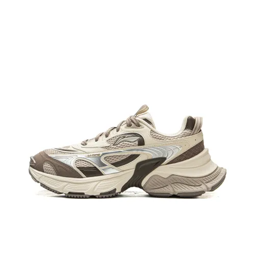 LINING Звезда Амортизация Устойчивость к износу Дышащий Низкий Топ Кроссовки Мужские Бежево-коричневые