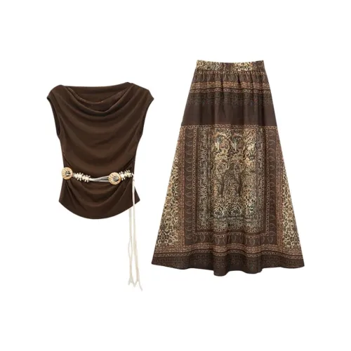 Meanalot Коричневый Женские Комплекты с Юбкой
