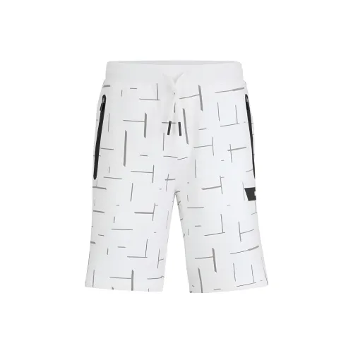 Hugo Boss Хлопковая Смешанная Ткань Шнурок Шорты с Логотипом Stripe Повседневные Шорты Мужские Белые