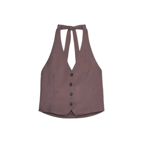 ZARA Женский топ без рукавов баклажаново-фиолетового цвета