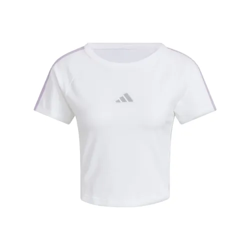 Adidas Белый/Пудра Сливовый Фиолетовый Женские T-рубашки