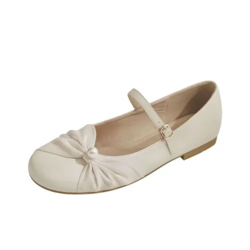 TAFN Плоская подошва Туфли Мэри Джейн Женские Абрикос