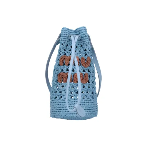 MIU MIU Рафия Fiber Bucket Сумки Сумки через плечо Сумка на плечо Женская Синяя