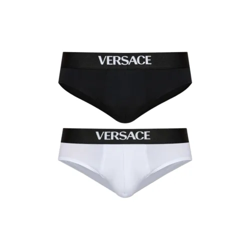 VERSACE 2 пачки черный + белый мужские трусы-бикини