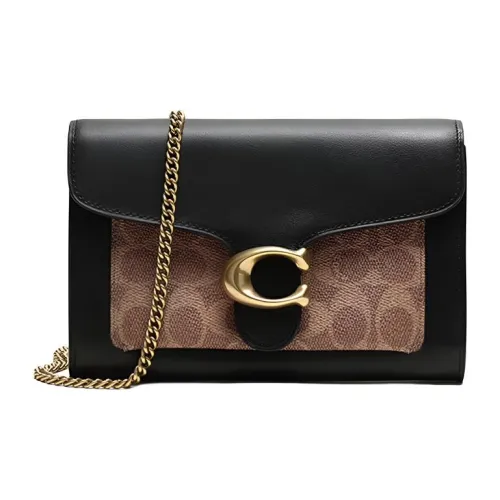 COACH Tabby Холщовая кожа Сумка с цепочкой Сумка через плечо Сумка на плечо Женская Черная Коричневая Монограмма