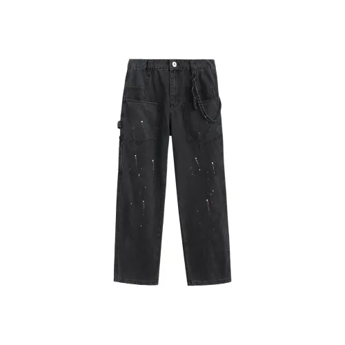 MISS FLY Черные с чернильными пятнами Унисекс Джинсы