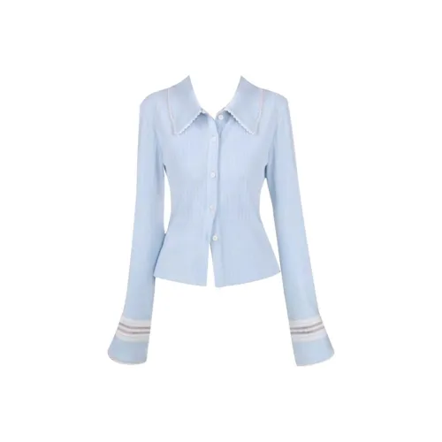 ABBY GODDESS Светло-синий длинный топ с длинными рукавами, женские трикотажные