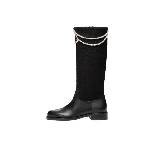 CHANEL 25B Колено Высокие сапоги Женские Черный