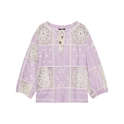 ZARA Светло-фиолетовый/Белый Женские Рубашки