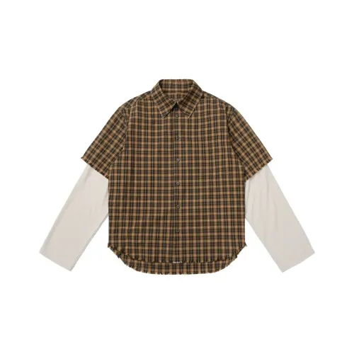 FROM THE STREET Желтый Черный Клетка Унисекс Рубашки