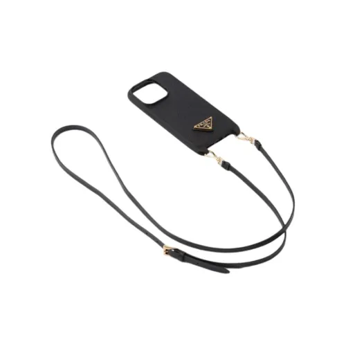 PRADA Saffiano кожа чехол для iPhone 14 защитный сумка аксессуар женский черный