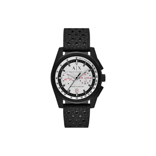 ARMANI EXCHANGEAE Men's Watches Кварцевый механизм Резиновый ремешок 42 мм Серебристый циферблат