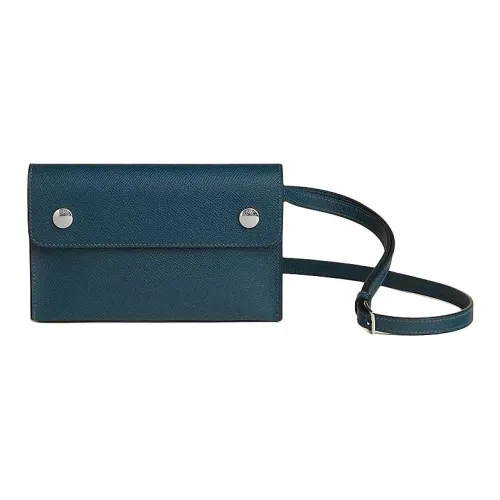 HERMES Hermèsnap Epsom Телячья кожа Кошелек Сумка через плечо Женская 7K BLEU Abysse Глубокое море Синий