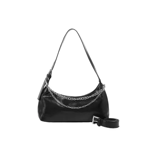 NX DOUGHNUT ПУ (полиуретан) Багетная сумка Текстура Универсальная Сумка через плечо Сумка на плечо Стандартная Женская Черная