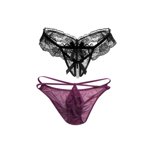 TLXT Черный Женский + Фиолетовый Мужской Унисекс Трусики-бикини