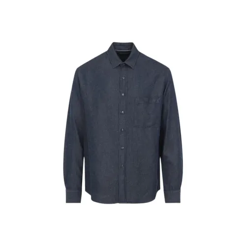 Canali Темно-синие мужские рубашки