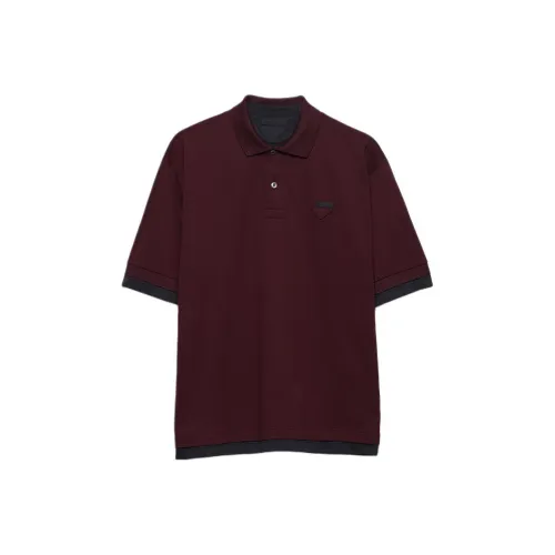 PRADA Мужское Поло Бордового Цвета