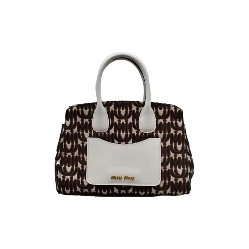 MIU MIU Sheepskin Leather Patchwork One Shoulder Bag Women's Black White MIU MIU Овчина Кожаный Пэчворк Одно Плечо Сумка Женская Черный Белый