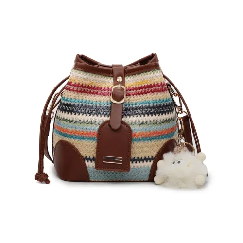 CAREELL Плетеная соломенная сумка через плечо Стандартная Женская Многоцветная Экрю