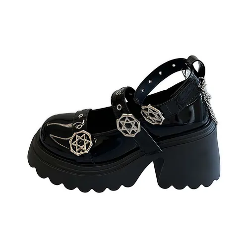 Boldi Kuki Грубый каблук Туфли Мэри Джейн Женские Черные