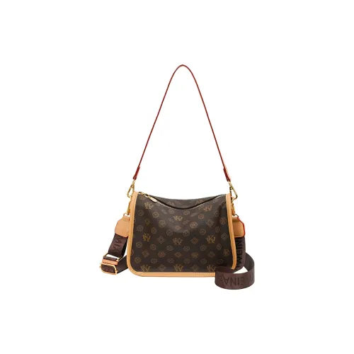 YTARA ПУ (полиуретан) Сумка через плечо Женская Кофейная и Абрикосовая