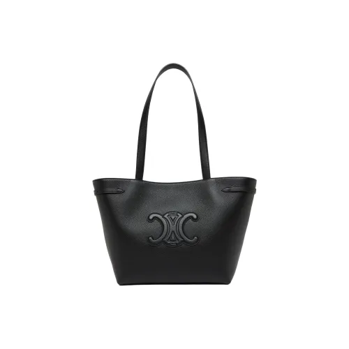 CELINE Кожа Тоут Сумка Сумка для покупок Сумка Сумка через плечо Маленькая Женская Черная