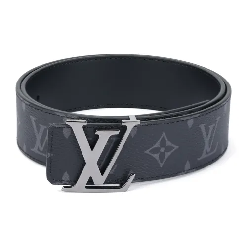 LOUIS VUITTON Коровья кожа холщовая кожа ремни мужской серебристо-серый ширина 4 см