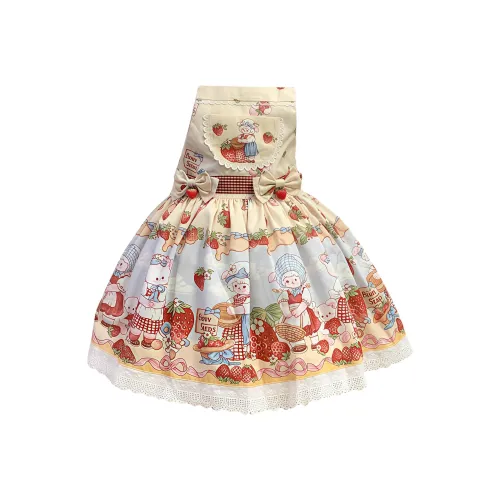 WLEQK Клубничный Юбка на подтяжках Женские Лолита Платья