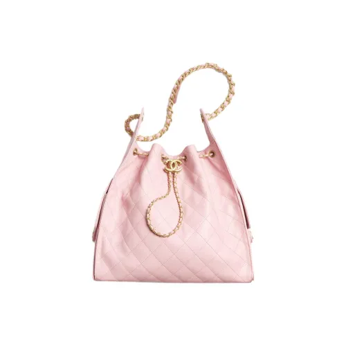 CHANEL Телячья кожа с текстурой Сумка-хобо Сумка Женская Светло-розовая Красная