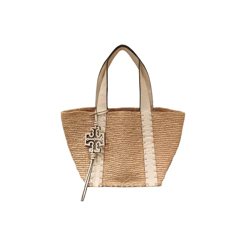 TORY BURCH Raffia Tote Bag Shopping Bag Shoulder Bag Small Women's Beige