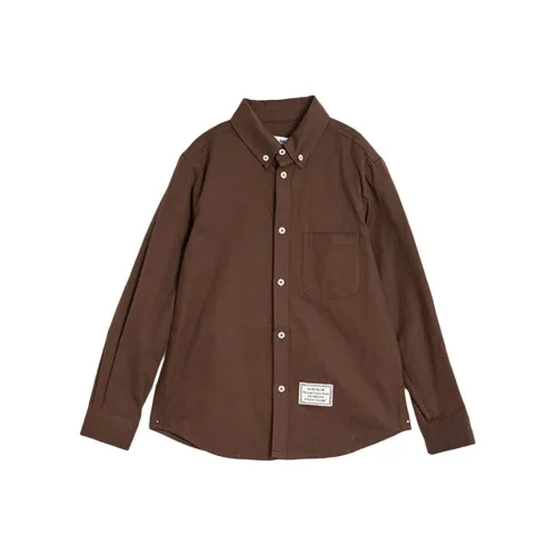 SUNTOMORROW 2025 New Arrival Solid Color Shirt Autumn Teenagers Dark Coffee