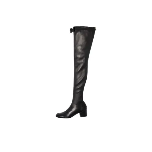 Chanel 25B Over The Knee Boots 5cm Женские Черные