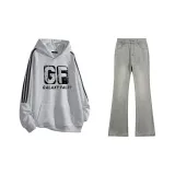 Комплект одежды (Белый Фотиния Серый Свитшот + Дымчатый Серый Джинсы)