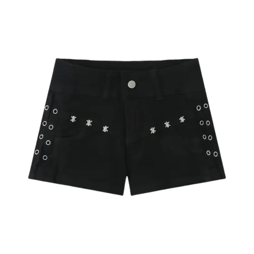 LANMOU JT216 [с эластичным] Черные женские джинсовые шорты