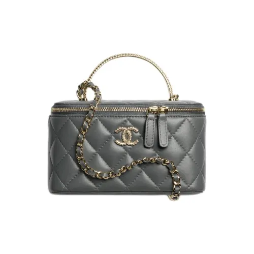 CHANEL Sheepskin Маленькая квадратная коробка Одно плечо Портативный Косметичка Женская Темно-серый