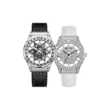 Мужской черный ремешок + женский белый ремешок