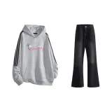 Белый Фотиния Серый Свитшот + Черный Серый Деним