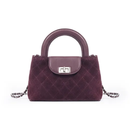 COURONNE Два слоя замша с коровьей кожей сумка через плечо сумка обычная женский кофейный темно-коричневый бордовый