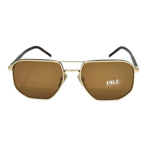 PRADA Aviator Солнцезащитные очки из никелевого сплава мужской светло-золотой