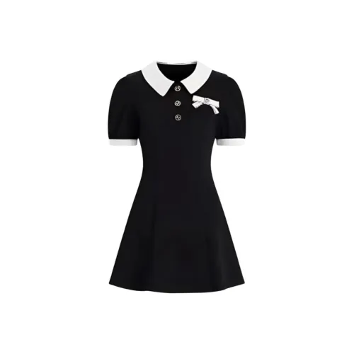 PNVB Черный Женский Короткий С рукавами Платье