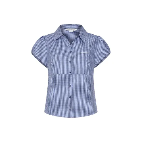 URBAN REVIVO Синие Клетчатые Женские Рубашки