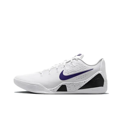 Nike Kobe 9 Slip Resistant Abrasion Resistant Низкие Баскетбольные Кроссовки Унисекс Белый Фиолетовый