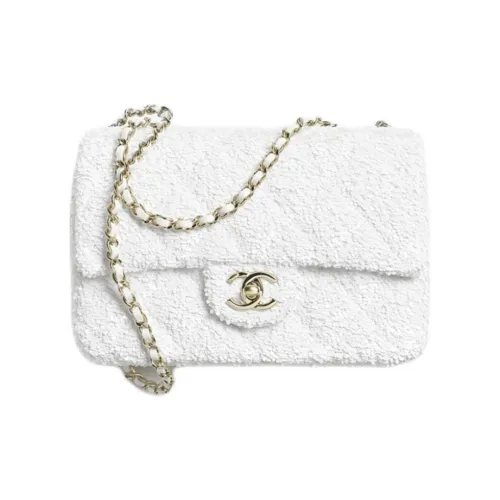 CHANEL Лоскутное шитье Светоотражающий PIECES Сумка через плечо Женская Белая