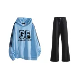 Комплект одежды (Скай Блу Худи + Черные Джинсы)